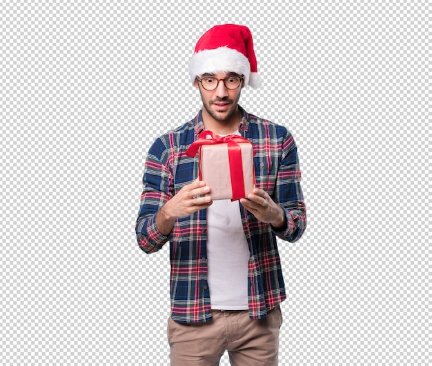 Christmas concepts - young man gesturing