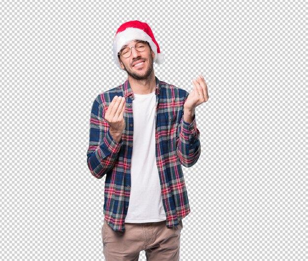 Christmas concepts - young man gesturing