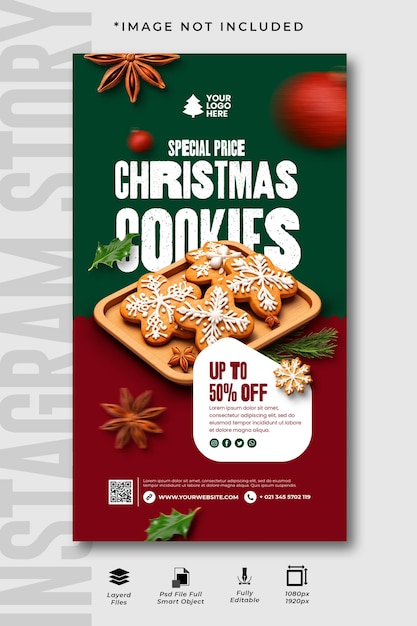 Christmas cookies instagram story design template