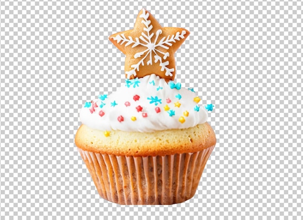 Christmas cupcake with gingerbread with candle