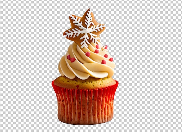 Christmas cupcake with gingerbread with candle