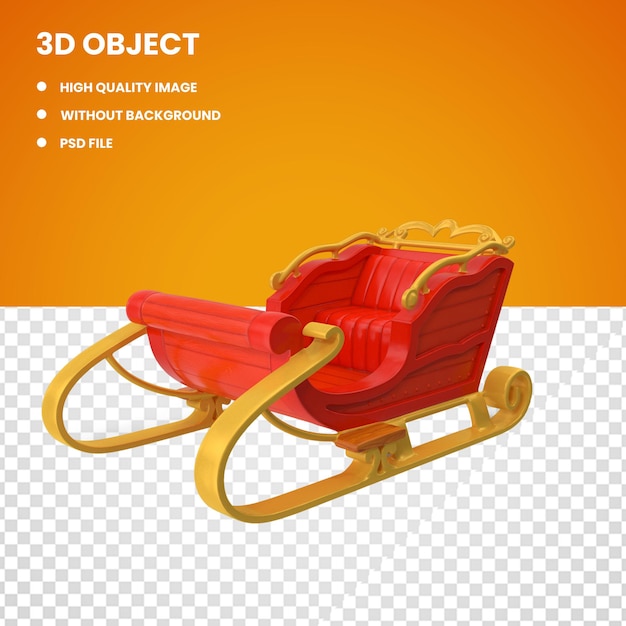 PSD christmas decorated santa sleigh red