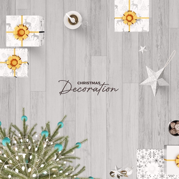 PSD christmas decoration ornament in 3d renderin