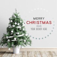 PSD クリスマスツリーと壁紙のモックアップでクリスマスの装飾