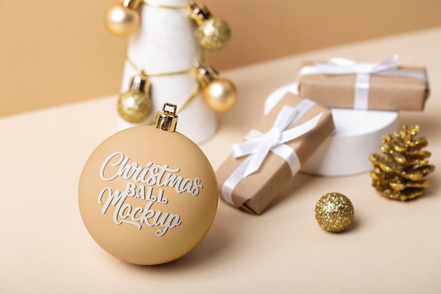 Christmas decorations arrangement mockup