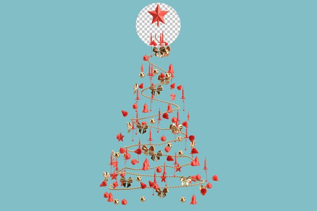 PSD christmas decorations form silhouette of a christmas tree. 3d rendering