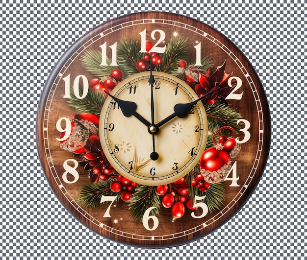 PSD orologio decorativo di natale isolato su sfondo trasparente