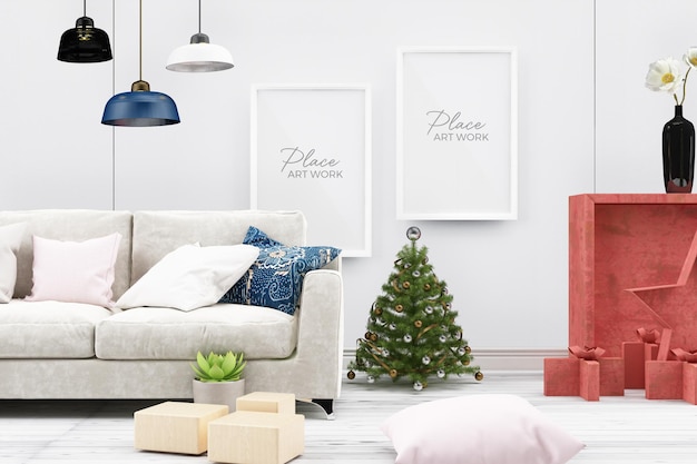 PSD christmas decorative and living room