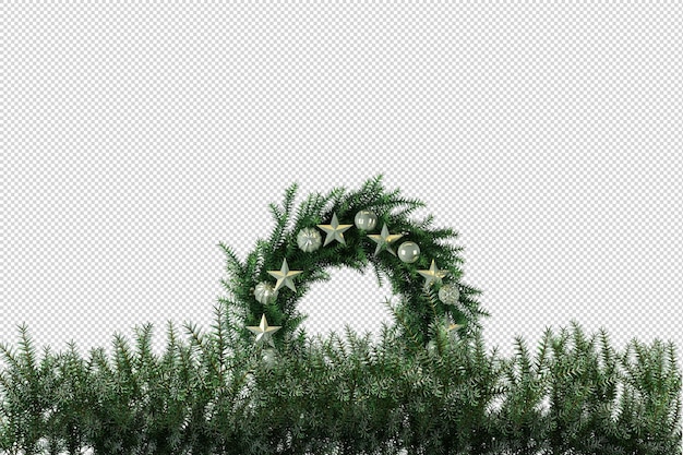 Corona decorativa di natale in 3d resa isolata