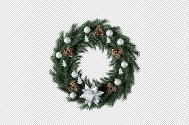 PSD christmas decorative wreath in 3d rendered