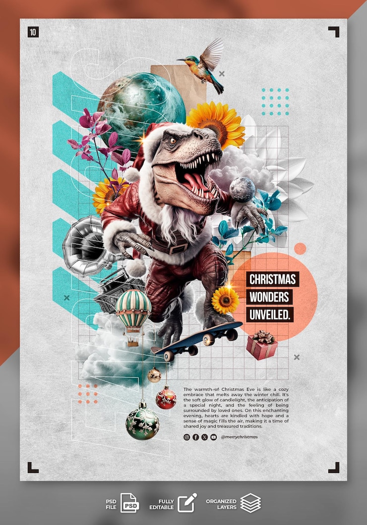 PSD christmas digital poster collage art socials media template