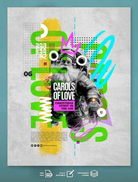 PSD collezione di design di poster digitali di natale arte minimalista e creativa