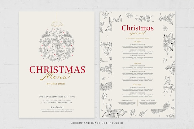 PSD christmas dinner menu template for restaurant event in psd v2