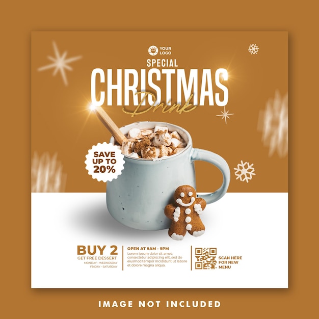 PSD christmas drink menu social media post instagram stories template