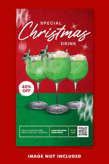 Christmas drink menu social media post instagram stories template
