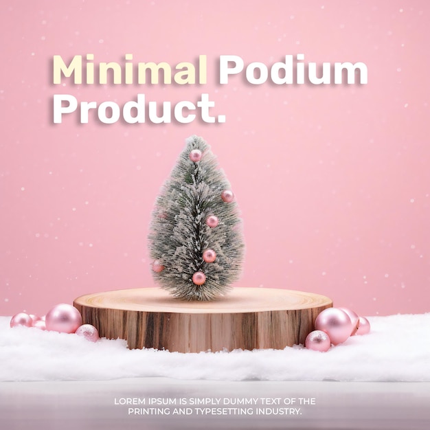 Christmas elegant and natural podium with tree stage display mockup for show product presentation