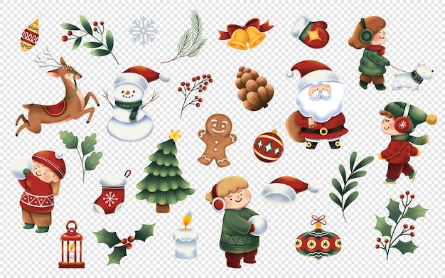 PSD christmas elements clipart illustrations