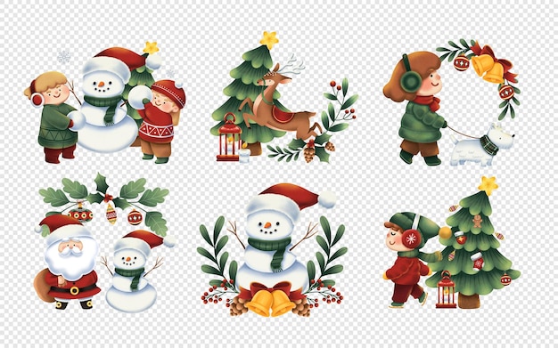 PSD christmas elements clipart illustrations