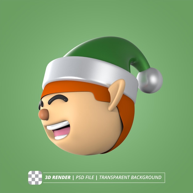 PSD christmas elf character isolated 3d render