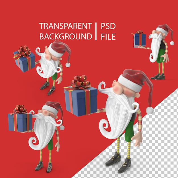 PSD a christmas elf offering a gift png