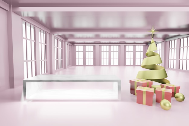 Christmas empty podium mockup