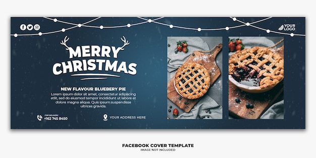 Christmas Facebook Cover Banner Template For Restaurant Food Menu pie