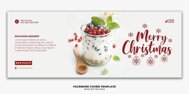 PSD christmas facebook cover for restaurant food menu template