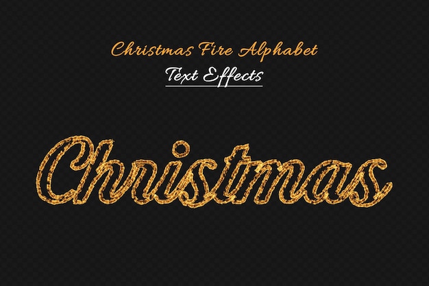 PSD christmas fire alphabet text effects