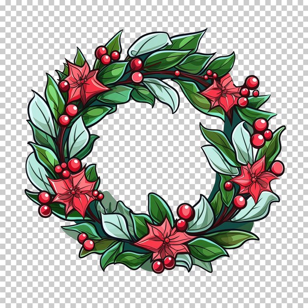 PSD christmas flower wreath isolated