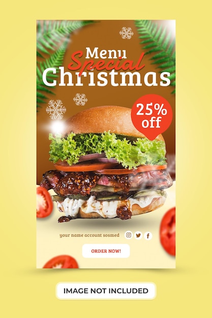 Christmas food and drink menu social media stories banner template