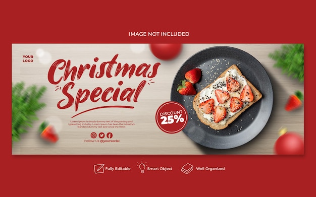 Christmas food menu and restaurant facebook cover template