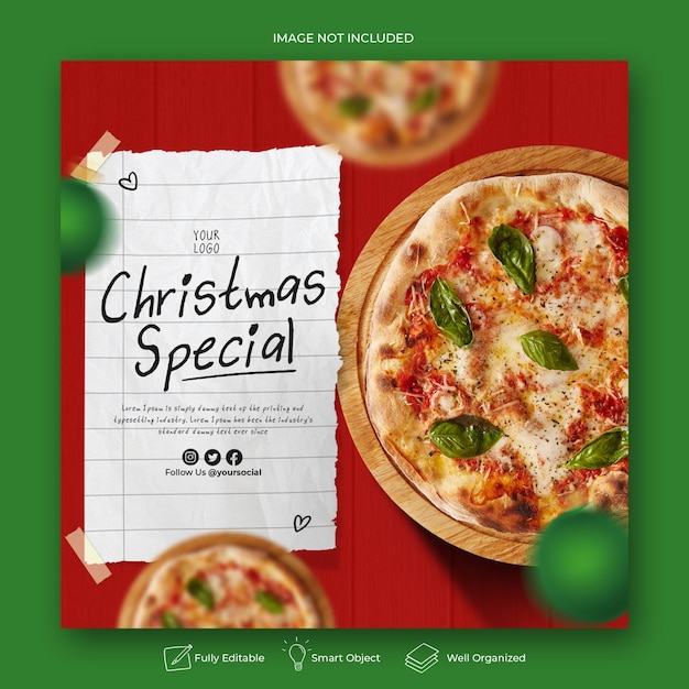 PSD christmas food menu social media and instagram post template