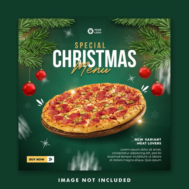 Рождественское меню еды в социальных сетях пост квадратный баннер шаблон