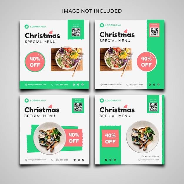 Christmas food special menu social media post template collection