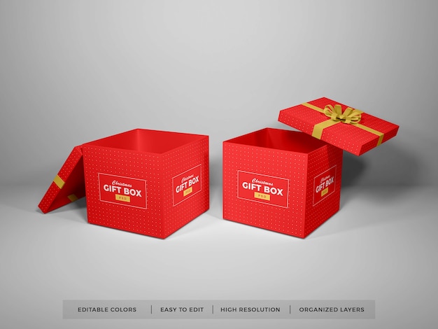 Confezione regalo di natale con nastro mockup