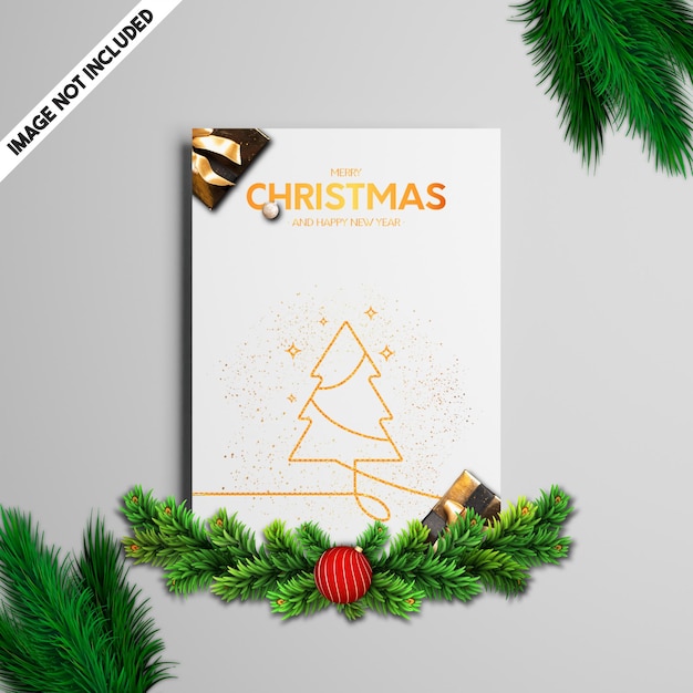 PSD christmas gift card mockup template psd