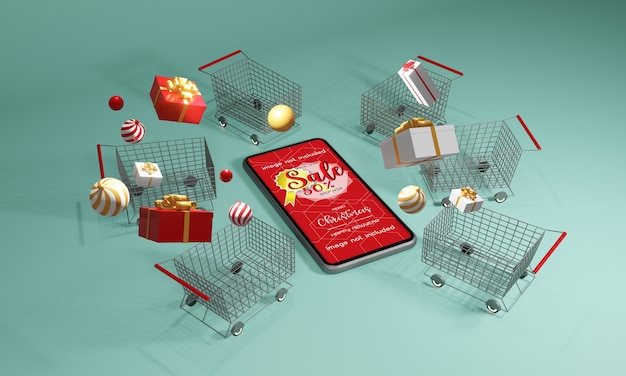 Christmas gift giving concept in 3d rendering