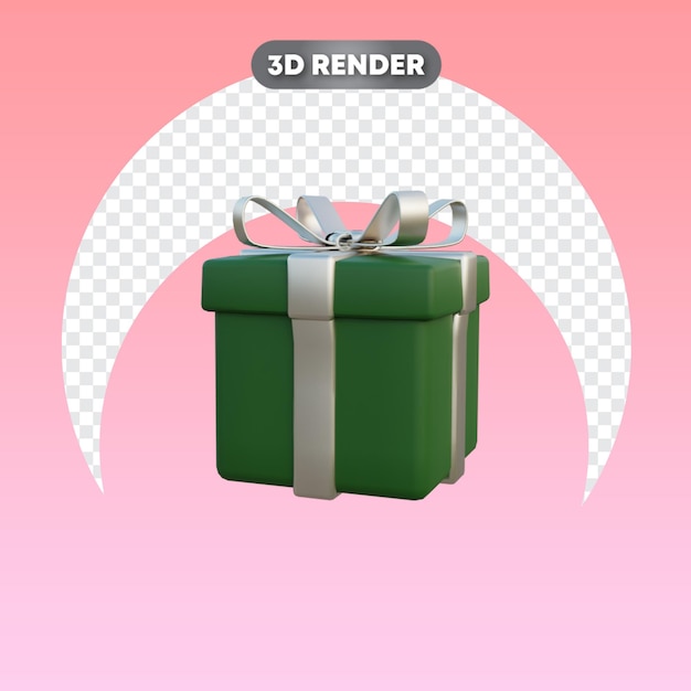 クリスマスプレゼントグリーンシルバー3Dオブジェクト