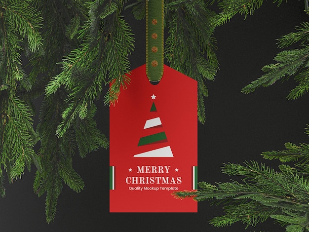 Christmas gift paper tag mockup