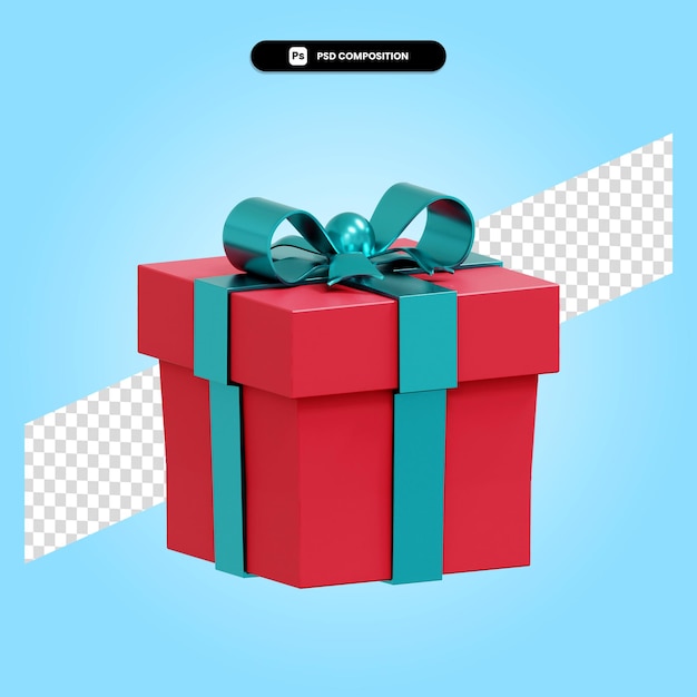 La scatola regalo di natale 3d rende l'illustrazione isolata