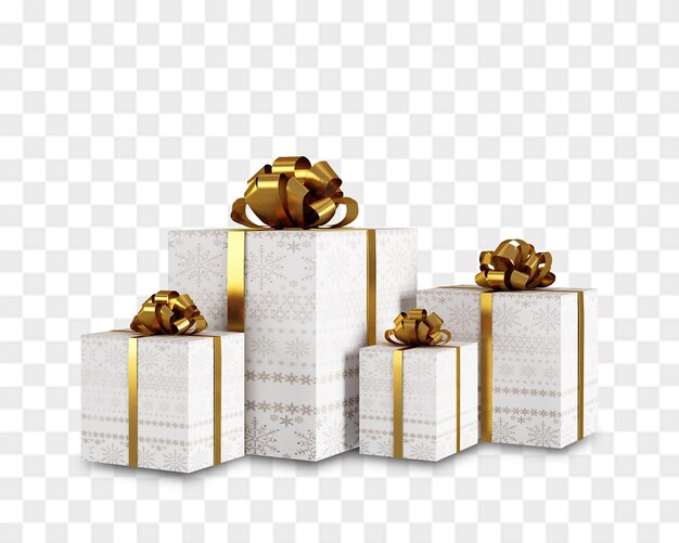 PSD christmas gifts box in 3d rendering isolated
