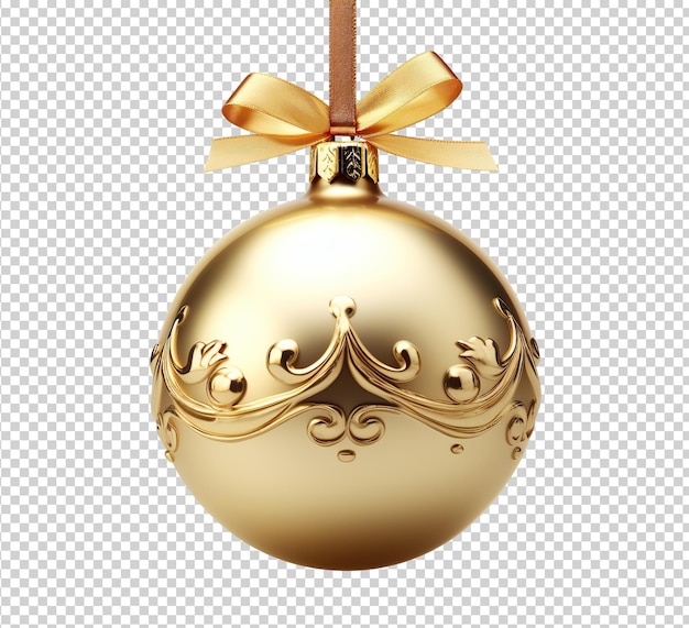 PSD christmas golden ball cut out on transparent