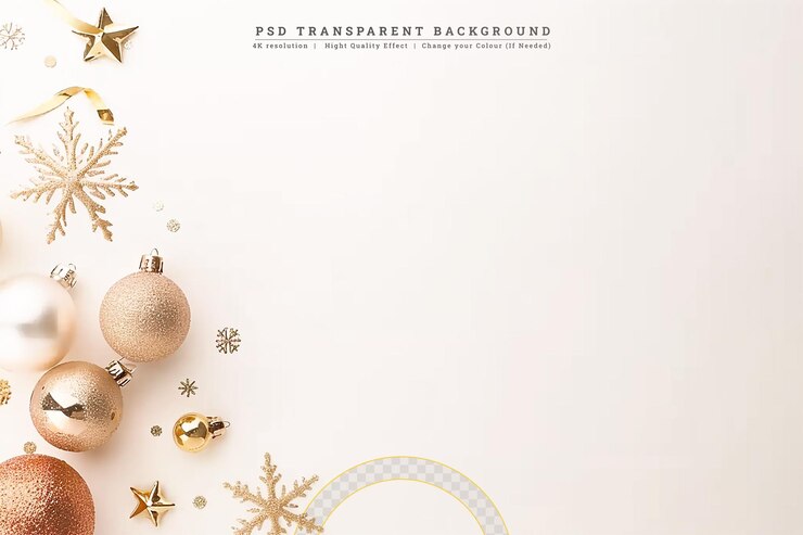 PSD рождественское золотое украшение на белом на прозрачном фоне