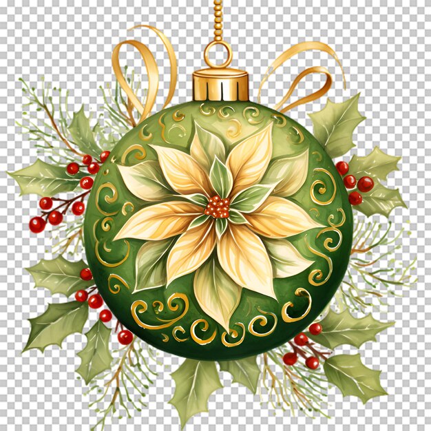 PSD christmas green ball isolated on transparent background