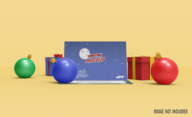 Christmas greeting card mockup 3d rendering