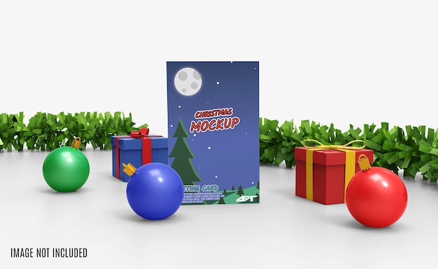 Christmas greeting card mockup 3d rendering