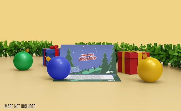 Christmas greeting card mockup 3d rendering