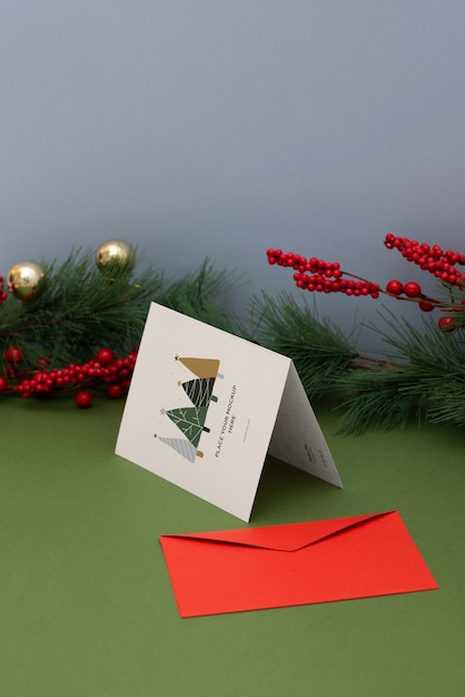 PSD christmas greeting card mockup design