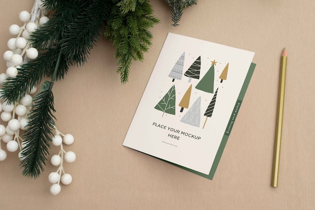 christmas greeting card mockup design