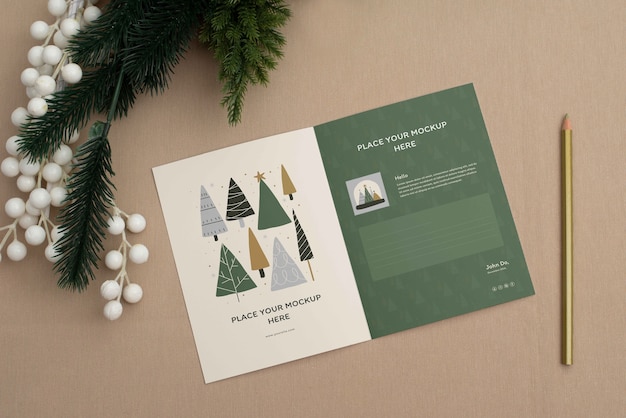 christmas greeting card mockup design